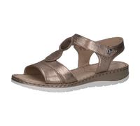 CAPRICE Sandales plates femme en cuir avec fermeture à scratch, Beige (Taupe Met.Comb), 39 EU