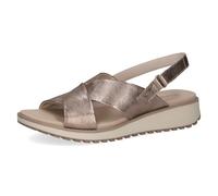 CAPRICE Sandales plates femme en cuir avec fermeture à scratch, Beige (Taupe Metallic), 38 EU