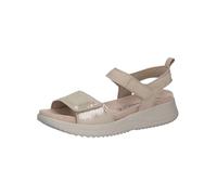 CAPRICE Sandales plates femme en cuir avec fermeture à scratch, Blanc (Offwhite Comb), 42 EU