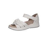 CAPRICE Sandales plates femme en cuir avec fermeture à scratch, Blanc (White Nappa), 39 EU