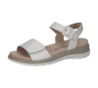 CAPRICE Sandales plates femme en cuir avec fermeture à scratch, Blanc (White Nappa), 41 EU