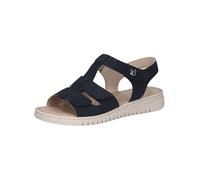 CAPRICE Sandales Plates Femme en Cuir avec Fermeture à Scratch, Bleu (Ocean Suede), 39 EU