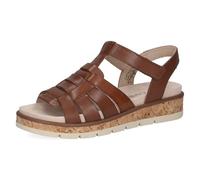 CAPRICE Sandales plates femme en cuir avec fermeture à scratch, Marron (Cognac Nappa), 40 EU