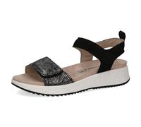 CAPRICE Sandales plates femme en cuir avec fermeture à scratch, Noir (Black Comb), 37 EU