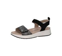 CAPRICE Sandales Plates Femme en Cuir avec Fermeture à Scratch, Noir (Black Comb), 41 EU