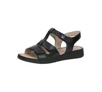 CAPRICE Sandales Plates Femme en Cuir avec Fermeture à Scratch, Noir (Black Nappa), 36 EU