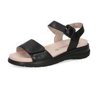 CAPRICE Sandales plates femme en cuir avec fermeture à scratch, Noir (Black Nappa), 38 EU
