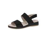 CAPRICE Sandales plates femme en cuir avec fermeture à scratch, Noir (Black Nubuc), 36 EU