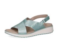 CAPRICE Sandales plates femme en cuir avec fermeture à scratch, Turquoise (Turquoise Napl), 38 EU