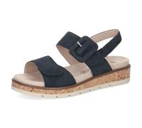CAPRICE Sandales plates femme en cuir avec plateforme, Bleu (Ocean Suede), 39 EU