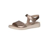 CAPRICE Sandales Plates Femme en Cuir Confortables, Beige (Taupe Metallic), 36 EU