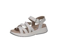 CAPRICE Sandales plates femme en cuir Loisirs, Blanc (White Nappa), 42 EU