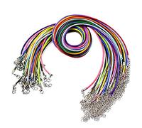 CAPRICIOUS 50Pcs Collier Corde de Cire 2MM Cordon Pendentif pour Collier avec Fermoir et Chaîne Cordon Collier de Cire de Coton pour Collier Bracelet Fabrication Bijoux Bricolage(5 Couleurs)