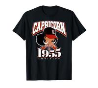 Capricorne 1955 Afro Queen Zodiac Cadeaux d'anniversaire T-Shirt