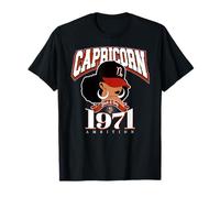 Capricorne 1971 Astro Year Melanated Queen Afro Goddess T-Shirt
