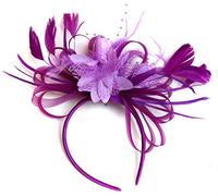 Caprilite Serre-tête bibi à plumes magenta et lilas pour mariage Royal Ascot Races, violet, 1 count (Pack of 1)
