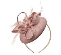 Caprilite Serre-tête fascinator bibi rond en sinamay avec boucle de perles pour femme mariage courses d'Ascot, Taille unique