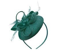 Caprilite Serre-tête fascinator bibi rond en sinamay avec boucle de perles pour femme mariage courses d'Ascot, bleu sarcelle, Taille unique