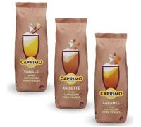 CAPRIMO | Trio Gourmand | Cappuccinos aromatisés Vanille,Noisette,Caramel | 3x1kg sachet de 1 kg de poudre soluble
