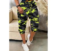 Capris décontractés polyvalents pour femme avec taille à cordon de serrage, motif camouflage, pour un port quotidien L,M,S,XLMilitaireÉtoffe