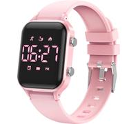 caprock Montre pour Enfants Garçons, Montres Sport pour Fille Garcon étanche 50 ATM Montre Digitale Enfant avec calcul de la Distance/Vibration, Double réveil/chronomètre-Rose