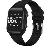 caprock Montre pour Enfants Garçons, Montres Sport pour Fille Garcon étanche 50 ATM Montre Digitale Enfant avec calcul de la Distance/Vibration, Double réveil/chronomètre-Noir