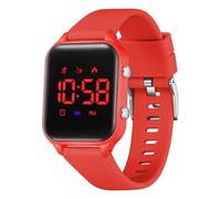 caprock Montre pour Enfants Garçons, Montres Sport pour Fille Garcon étanche 50 ATM Montre Digitale Enfant avec calcul de la Distance/Vibration, Double réveil/chronomètre-Rouge