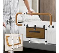 CAPRYSE Barrière de Lit Adulte Pliable, Barre d’Appui Réglable en Hauteur et Largeur, Poignées Antidérapantes, Poche de Rangement, Aide pour Se Lever du Lit pour Personnes Âgées