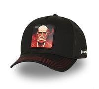 Capslab Casquette trucker Attaque des titans Homme - Trucker - Filet Souple - Noir | Rouge | Blanc - Visière Arrondie Taille unique