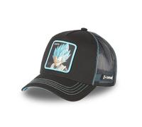 Capslab Casquette trucker Dragon Ball Super Vegeta Homme - Trucker - Filet Rigide - Noir Bleu Gris - Visière Arrondie