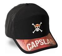 Capslab Casquette Trucker One Piece | Patch avant imprimé Jolly Roger | Design unisexe avec effet bambou, fermeture Snapback, visière incurvée, maille souple arrière respirante | Casquette authentique
