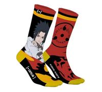 Capslab Chaussettes Anime et Culture Pop - Motifs Emblématiques de Pikachu, Zoro, Sasuke et Plus - Naruto Sasuke-Red-#35490, Taille 43-46