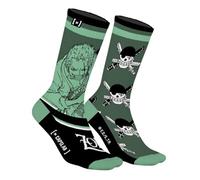 Capslab Chaussettes Anime et Culture Pop - Motifs Emblématiques de Pikachu, Zoro, Sasuke et Plus - One Piece Zoro-Green-#35491, Taille 43-46