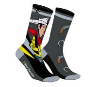 Capslab Lucky Luke avec symbole colt et fer à cheval - Chaussettes de bande dessinée pour hommes et femmes - Chaussettes en coton confortables au design western iconique - 43-46