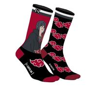 Capslab Naruto Itachi - Chaussettes d’anime pour hommes et femmes - Chaussettes en coton confortables avec Itachi Uchiha & symbole des nuages Akatsuki - 39-42