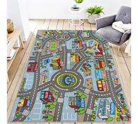 Capslpad Tapis de voiture pour enfants - 100 x 160 cm - Antidérapant - Plan de ville - Tapis de jeu interactif - Lavable - Créatif - Tapis de jeu éducatif pour enfants et adolescents - Décoration de