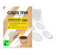 CAPSME - 120 Couvercles Opercules en Papier Compostable pour Capsules Réutilisables Compatible Nespresso Original - Filtre à Extraction Optimale Écologique made in France facile à coller.