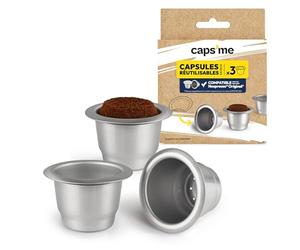 CAPSME 3 Capsules Inox Réutilisables Compatibles Machines Nespresso Original