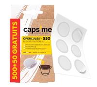 CAPSME - 500+50 0FFERTS Couvercles Opercules en Papier Compostable pour Capsules Réutilisables Compatible Nespresso Original- Filtre à Extraction Optimale Écologique made in France facile à coller.
