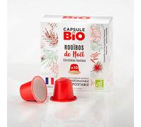CAPSUL&BIO Rooibos de Noël BIO - Compatible avec les machines à Capsules Nespresso - 10 Capsules Biodégradables, 100% Végétales - Rapide et Sain - Fabriqué en France.