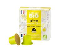 CAPSUL&BIO Thé Vert Gingembre Citron BIO - Compatible avec les machines à Capsules Nespresso - 10 Capsules Biodégradables, 100% Végétales - Fabriqué en France