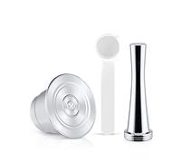 Capsule à café réutilisable RECAFIMIL en acier inoxydable avec tasseur, filtre à dosette rechargeable compatible avec les machines Nespresso, 1 capsule + 1 tasseur