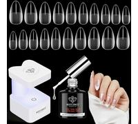 Capsule Americaine Ongle, 500pcs Faux Ongles, 4 In1 Colle Faux Ongles ,Lampe Uv Ongles Gel, Ongle Gel Kit Complet, Gummy Base Pose Americaine, Kit Ongle, Capsule Americaine Ongle Amande