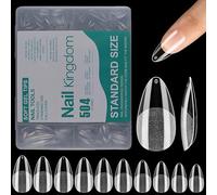 Capsule Americaine Ongle Amande Moyen,504 Pièces Faux Ongles,10 Tailles TransparentSoft Gel Tips Kit Capsules Ongles, Acrylique Pose Americaine Capsule pour Diy Nail Art