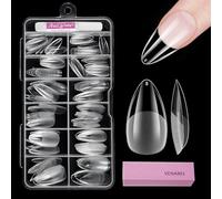 Capsule Americaine Ongle Amande Moyen, Venares 120 Pièces 12 Tailles Pose Americaine Ongle avec Colle, Blocs, Faux Capsules Amande Moyenne-M