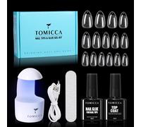 Capsule Americaine Ongle-Pose Americaine Ongle Kit, 500 Pcs Capsules Ongle Ballerine Long,Portable Lampe Uv Ongle Et 15ml Colle Faux Ongles, Ongle Gel Kit Complet