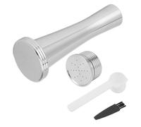 Capsule Café Réutilisable en Acier Inoxydable, Capsule Café Écologique Rechargeable avec Cuillère Brosse Marteau - Durable, Facile à Nettoyer, Saveur Personnalisée, Compatible