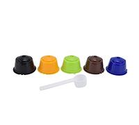 Capsule de café rechargeable de pods à café réutilisable Ensemble 5pcs avec cuillère pour les machines à gusto Dolce BPA Abs gratuits en acier inoxydable Filtre de 50 ml