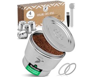 Capsule de café rechargeable en acier inoxydable à remplir. Capsule rechargeable réutilisable pour les amateurs de café écologiques, compatible avec les machines Nespresso + support pour capsules