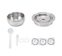 Capsule de café rechargeable en acier inoxydable, capsule de café réutilisable pour machine, acier inoxydable de qualité alimentaire avec anneau et cuillère en silicone,